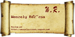Weszely Rózsa névjegykártya