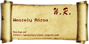Weszely Rózsa névjegykártya